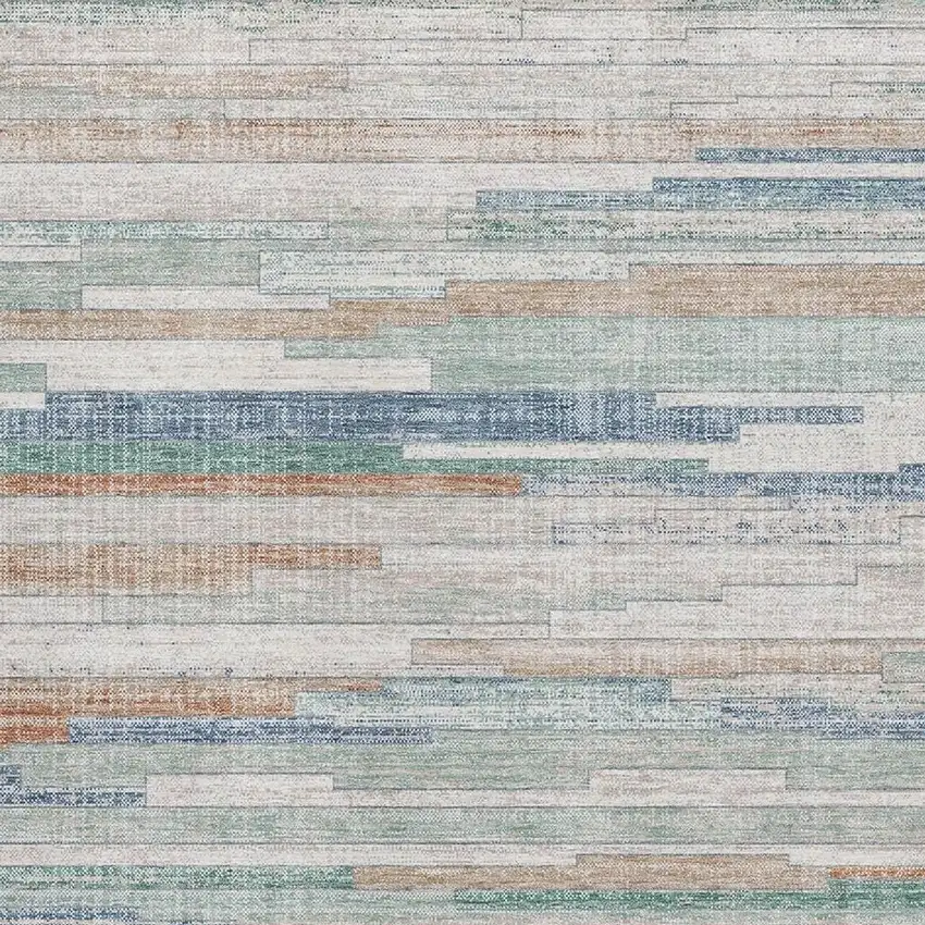 Linen Copper And Ivory Striped Washable Area Rug With UV Protection Photo 3