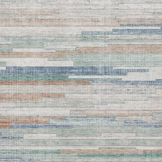 Linen Copper And Ivory Striped Washable Area Rug With UV Protection Photo 3