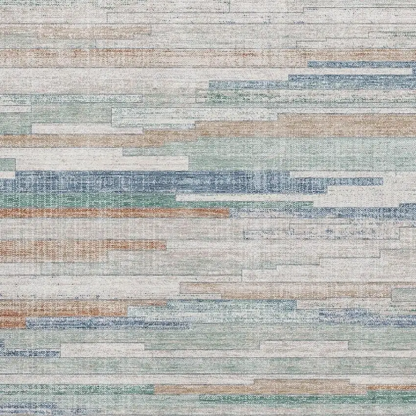 Linen Copper And Ivory Striped Washable Area Rug With UV Protection Photo 3