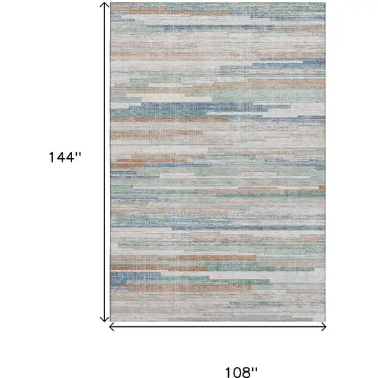 Linen Copper And Ivory Striped Washable Area Rug With UV Protection Photo 9