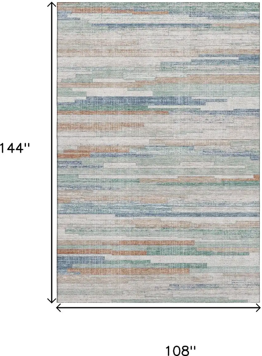 Linen Copper And Ivory Striped Washable Area Rug With UV Protection Photo 9