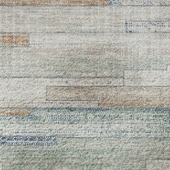 Linen Copper And Ivory Striped Washable Area Rug With UV Protection Photo 9