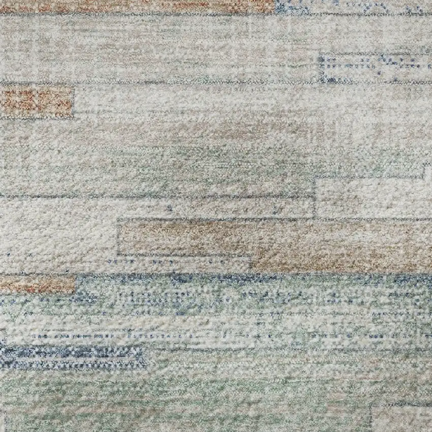 Linen Copper And Ivory Striped Washable Area Rug With UV Protection Photo 9