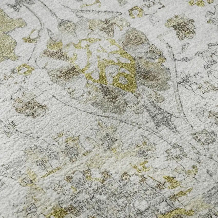 Linen Gold And Ivory Oriental Washable Area Rug With UV Protection Photo 8