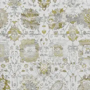 Photo of Linen Gold And Ivory Oriental Washable Area Rug With UV Protection