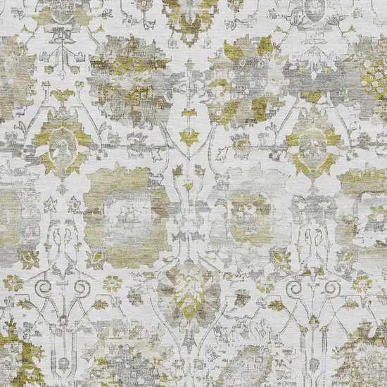 Linen Gold And Ivory Oriental Washable Area Rug With UV Protection Photo 2