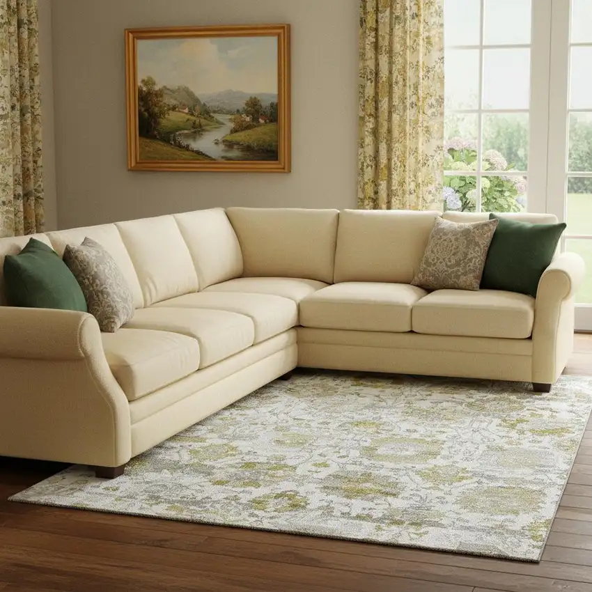 Linen Gold And Ivory Oriental Washable Area Rug With UV Protection Photo 2