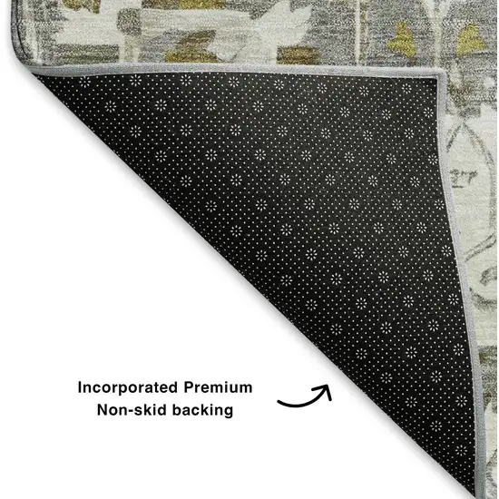 Linen Gold And Ivory Oriental Washable Area Rug With UV Protection Photo 6