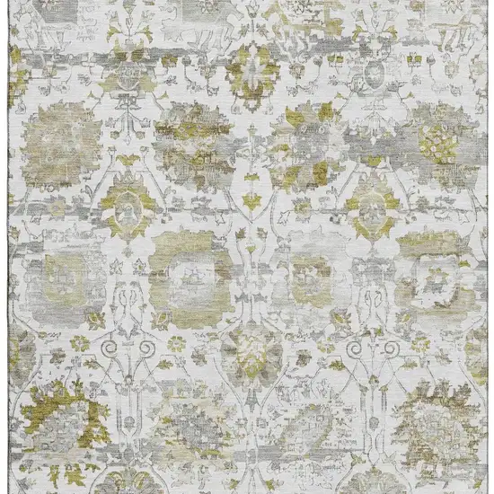 Linen Gold And Ivory Oriental Washable Area Rug With UV Protection Photo 3