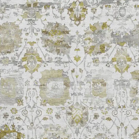 Linen Gold And Ivory Oriental Washable Area Rug With UV Protection Photo 2