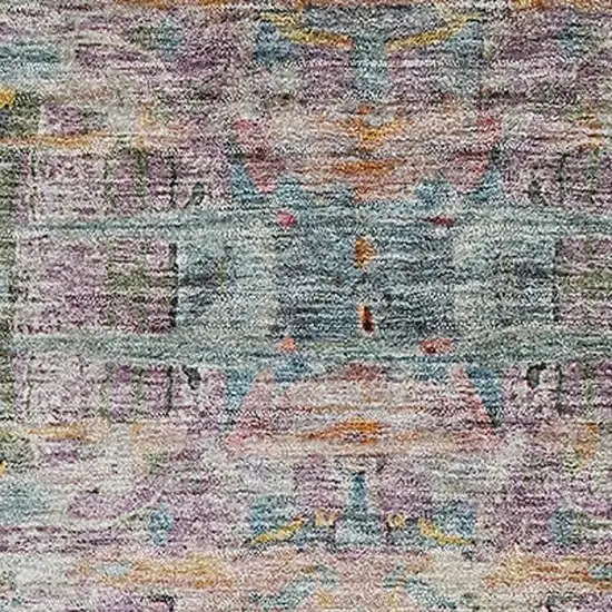 Linen Gold And Teal Abstract Washable Area Rug With UV Protection Photo 2