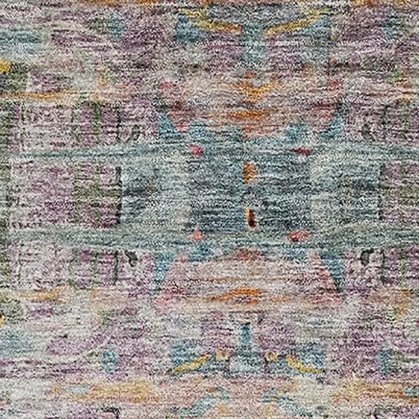 Linen Gold And Teal Abstract Washable Area Rug With UV Protection Photo 2