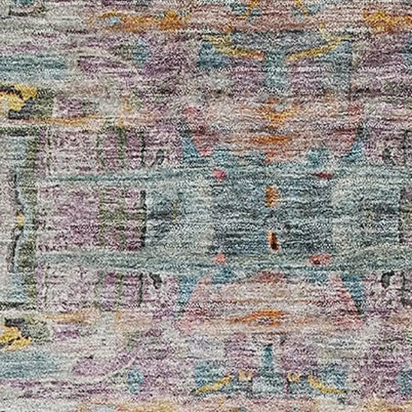 Linen Gold And Teal Abstract Washable Area Rug With UV Protection Photo 2