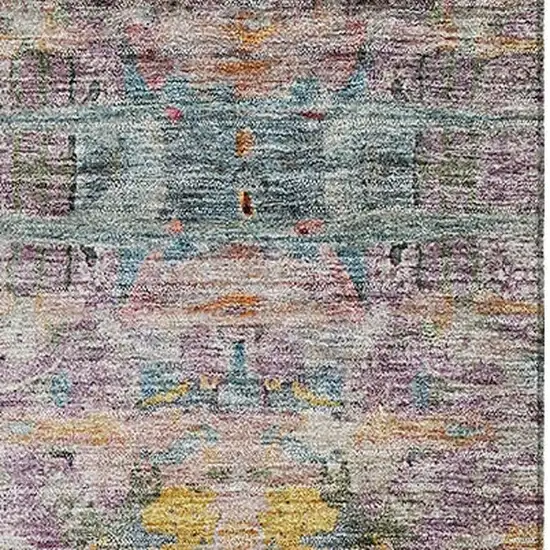Linen Gold And Teal Abstract Washable Area Rug With UV Protection Photo 2