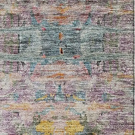 Linen Gold And Teal Abstract Washable Area Rug With UV Protection Photo 2