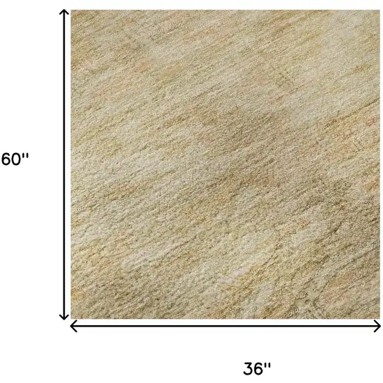 Linen Gold And Wheat Abstract Geometric Washable Area Rug With UV Protection Photo 9