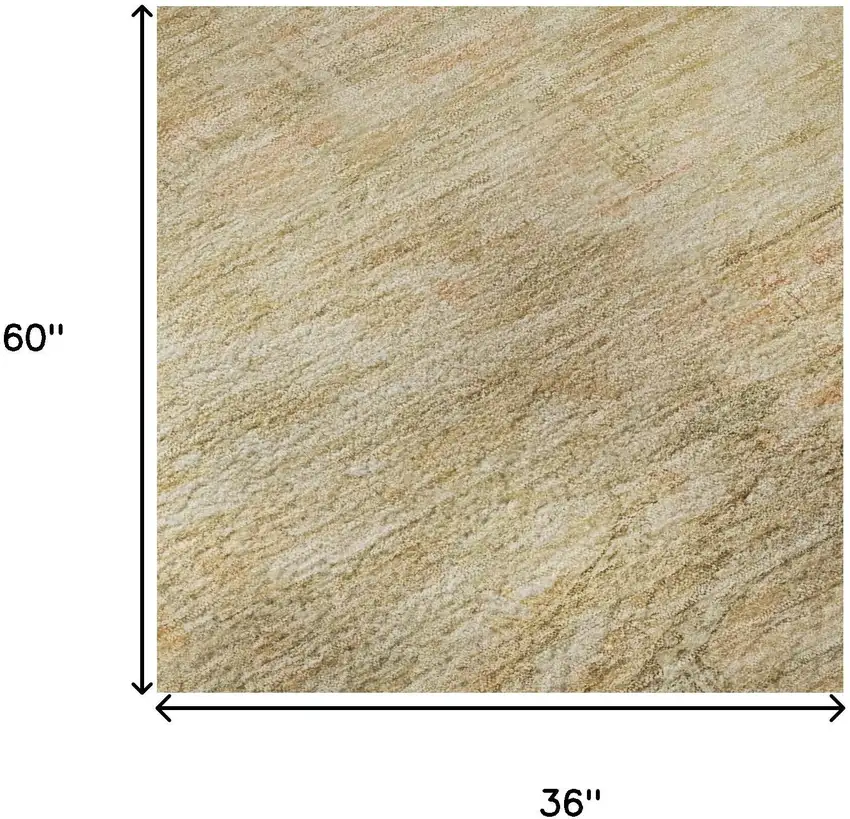 Linen Gold And Wheat Abstract Geometric Washable Area Rug With UV Protection Photo 9