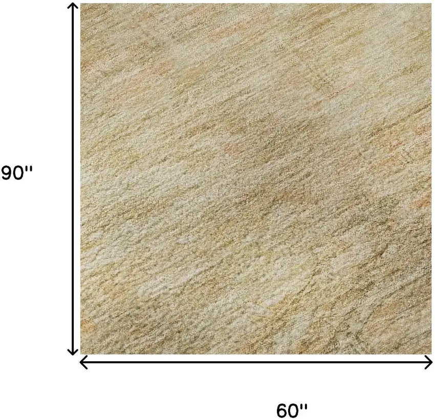 Linen Gold And Wheat Abstract Geometric Washable Area Rug With UV Protection Photo 9