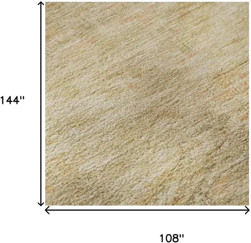 Linen Gold And Wheat Abstract Geometric Washable Area Rug With UV Protection Photo 9