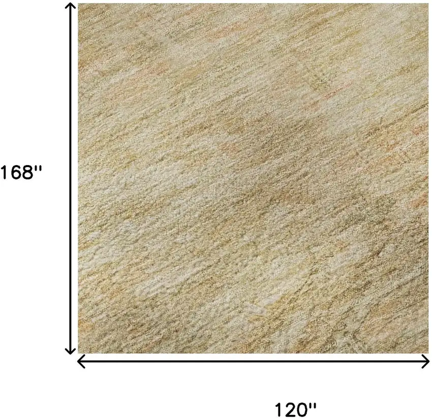 Linen Gold And Wheat Abstract Geometric Washable Area Rug With UV Protection Photo 9