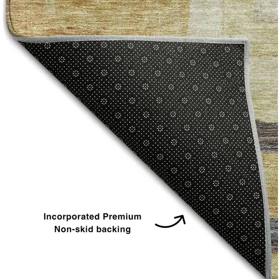 Linen Gold And Wheat Geometric Washable Area Rug With UV Protection Photo 6