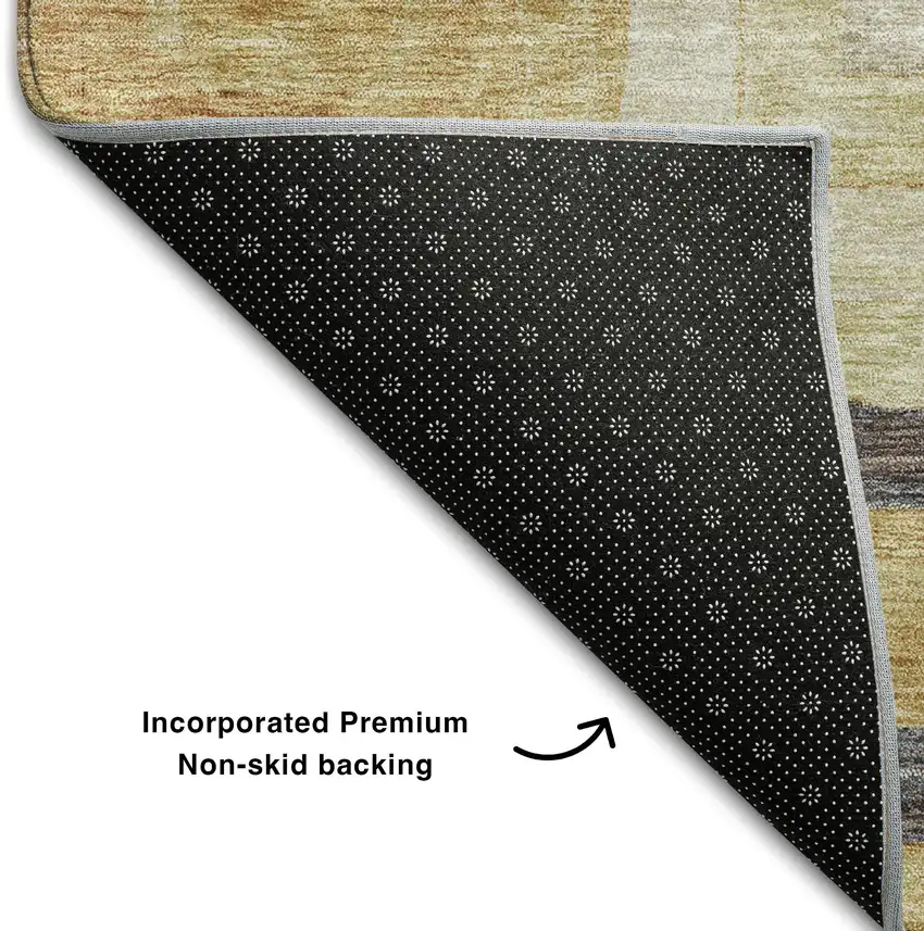 Linen Gold And Wheat Geometric Washable Area Rug With UV Protection Photo 6