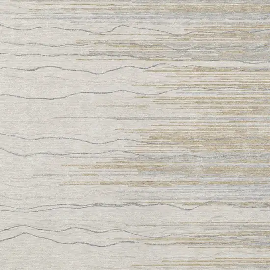 Linen Gray And Beige Striped Washable Indoor Outdoor Area Rug Photo 5