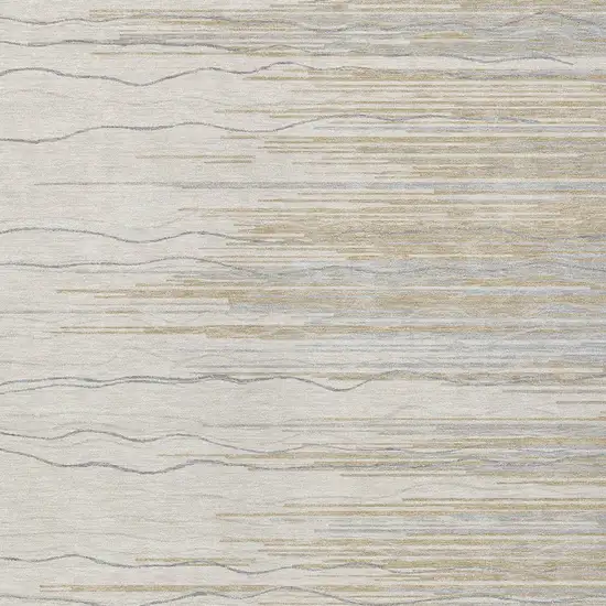 Linen Gray And Beige Striped Washable Indoor Outdoor Area Rug Photo 5