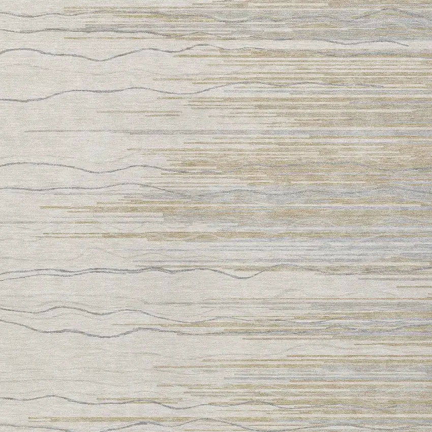 Linen Gray And Beige Striped Washable Indoor Outdoor Area Rug Photo 5