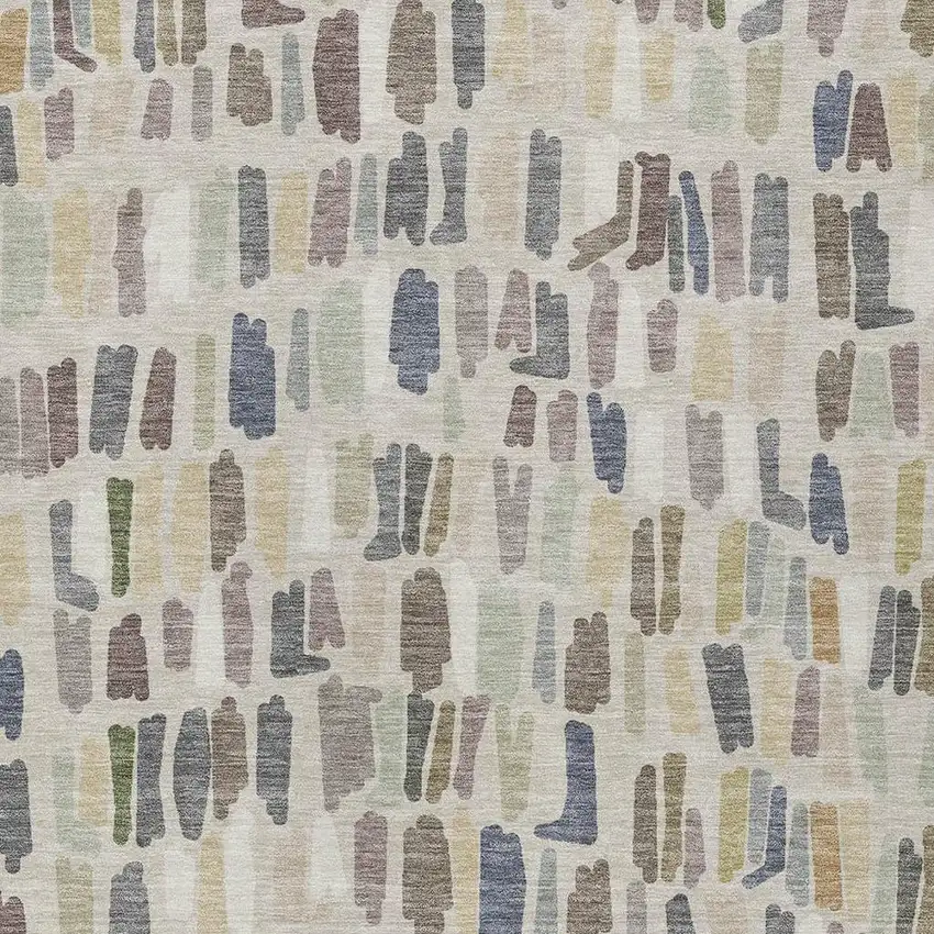 Linen Gray And Beige Striped Washable Indoor Outdoor Area Rug Photo 2