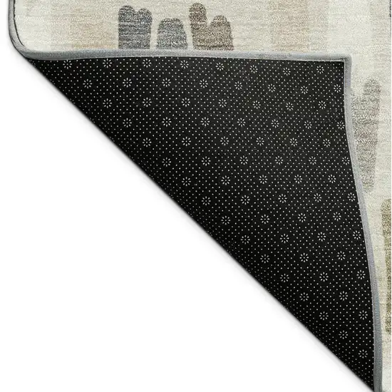 Linen Gray And Beige Striped Washable Indoor Outdoor Area Rug Photo 9