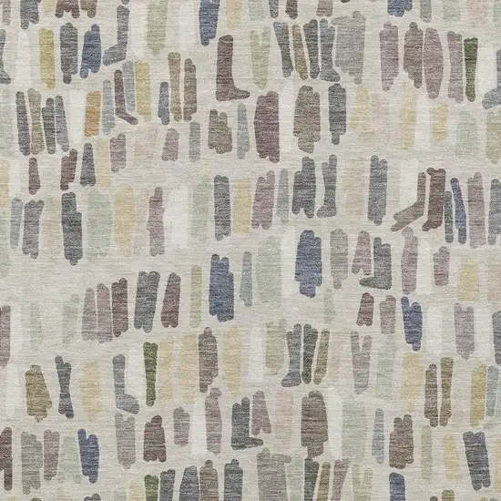 Linen Gray And Beige Striped Washable Indoor Outdoor Area Rug Photo 2