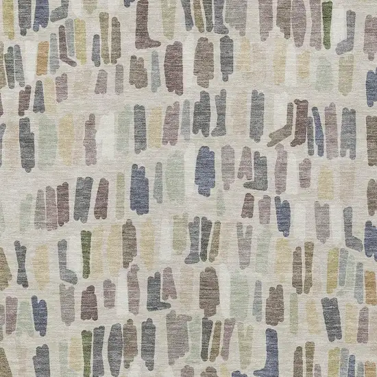 Linen Gray And Beige Striped Washable Indoor Outdoor Area Rug Photo 2