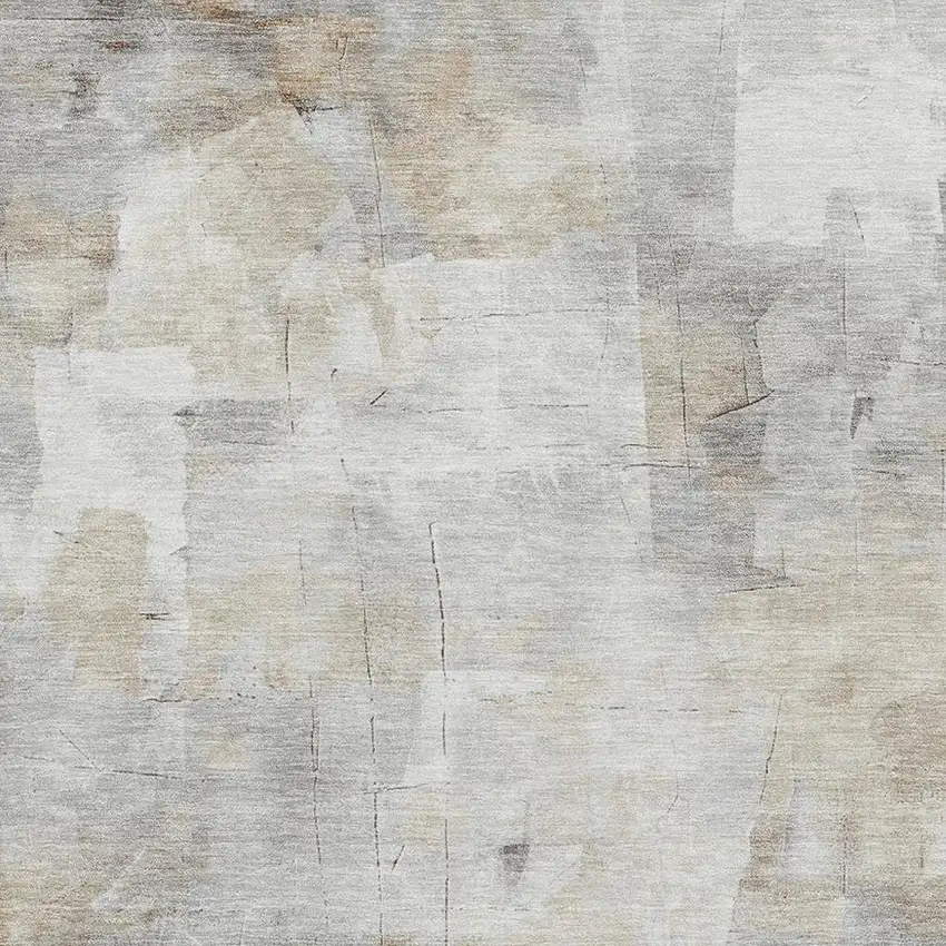 Linen Gray And Ivory Abstract Washable Area Rug With UV Protection Photo 2