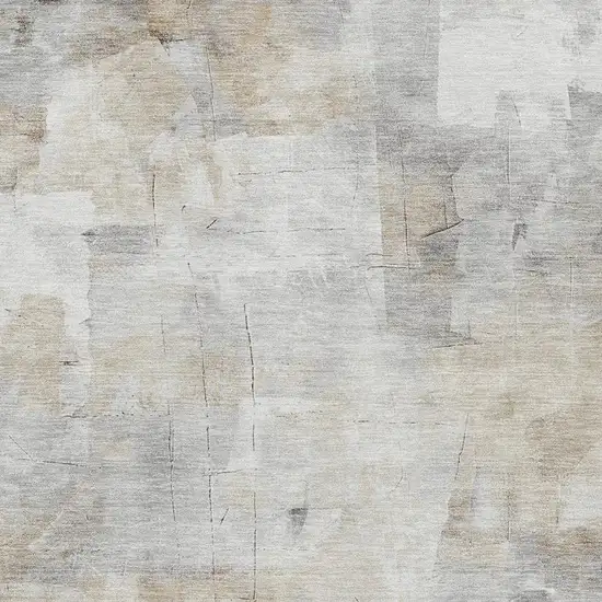 Linen Gray And Ivory Abstract Washable Area Rug With UV Protection Photo 2