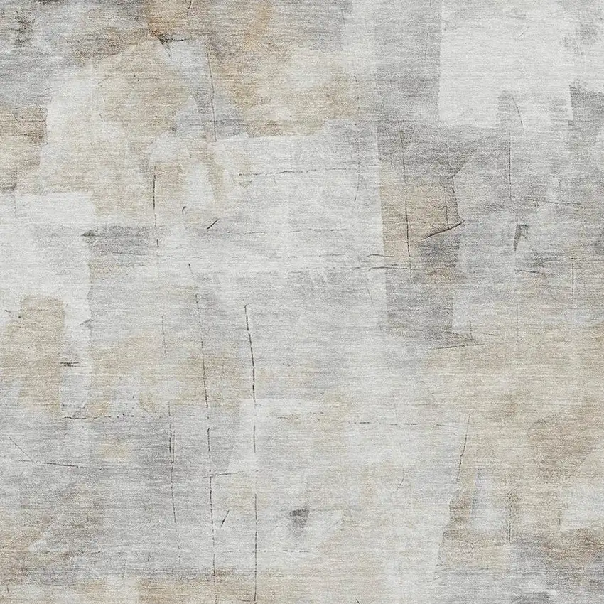 Linen Gray And Ivory Abstract Washable Area Rug With UV Protection Photo 2