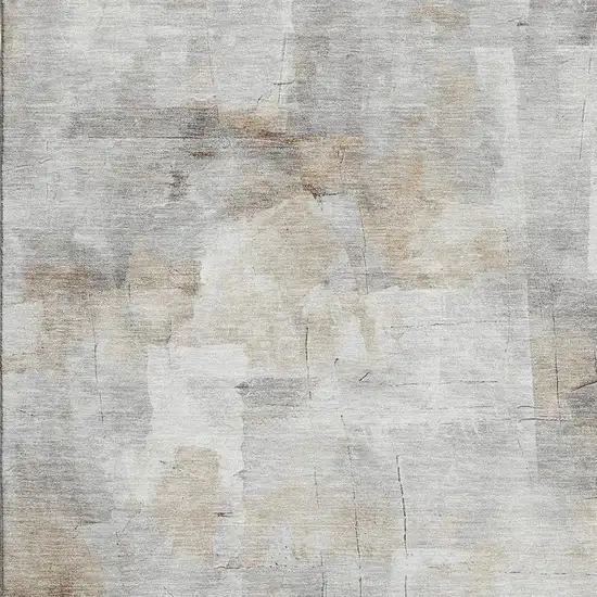 Linen Gray And Ivory Abstract Washable Area Rug With UV Protection Photo 2