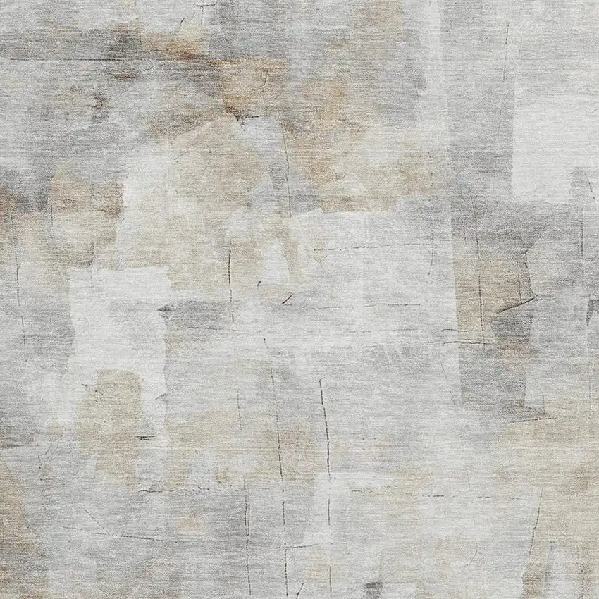 Linen Gray And Ivory Abstract Washable Area Rug With UV Protection Photo 2