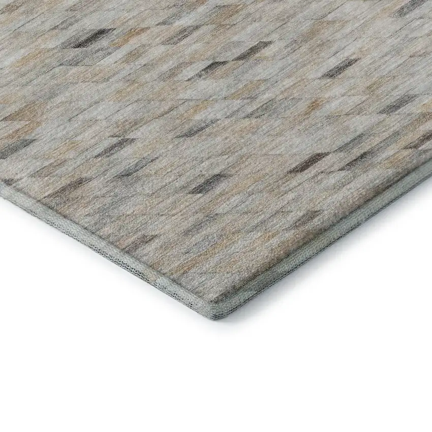 Linen Gray And Ivory Geometric Washable Area Rug With UV Protection Photo 7