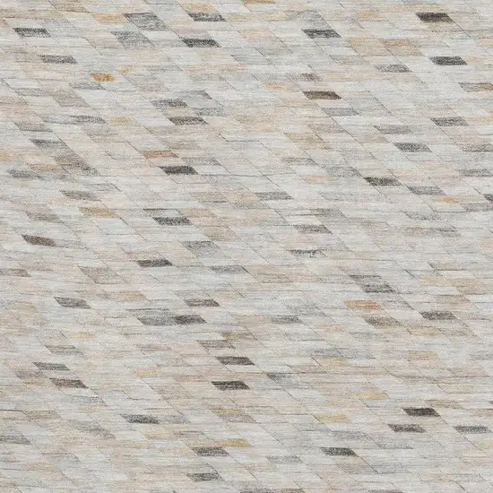 Linen Gray And Ivory Geometric Washable Area Rug With UV Protection Photo 2