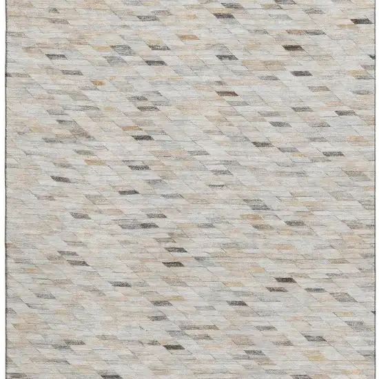 Linen Gray And Ivory Geometric Washable Area Rug With UV Protection Photo 3