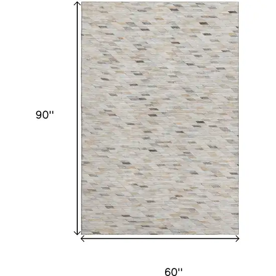 Linen Gray And Ivory Geometric Washable Area Rug With UV Protection Photo 8
