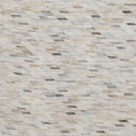 Linen Gray And Ivory Geometric Washable Area Rug With UV Protection Photo 2