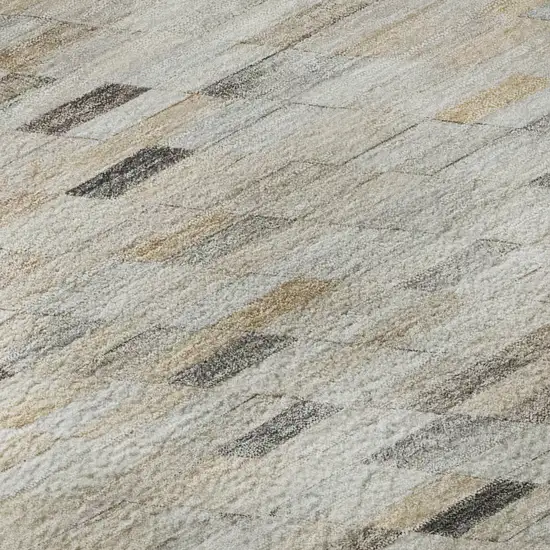 Linen Gray And Ivory Geometric Washable Area Rug With UV Protection Photo 9