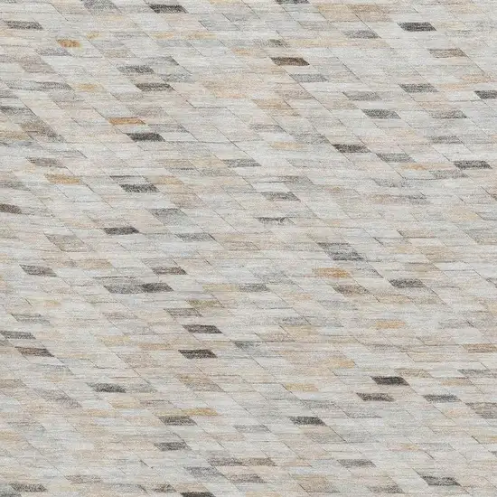 Linen Gray And Ivory Geometric Washable Area Rug With UV Protection Photo 2