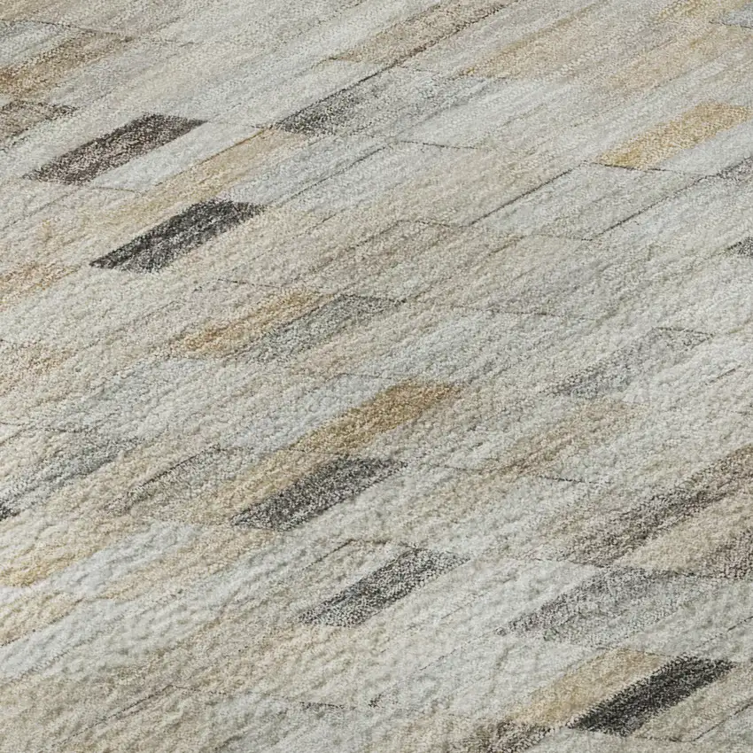 Linen Gray And Ivory Geometric Washable Area Rug With UV Protection Photo 9