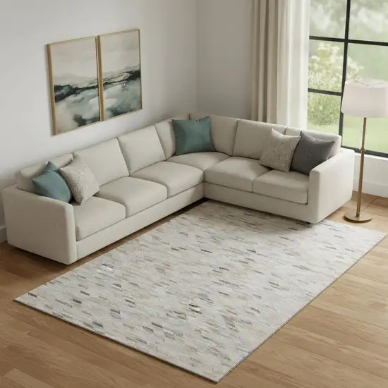 Linen Gray And Ivory Geometric Washable Area Rug With UV Protection Photo 2