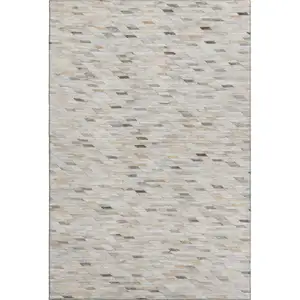 Photo of Linen Gray And Ivory Geometric Washable Area Rug With UV Protection