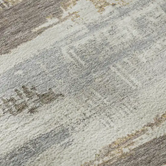 Linen Gray And Ivory Striped Washable Area Rug With UV Protection Photo 9