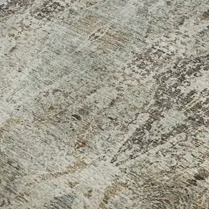 Photo of Linen Gray And Silver Abstract Washable Area Rug With UV Protection